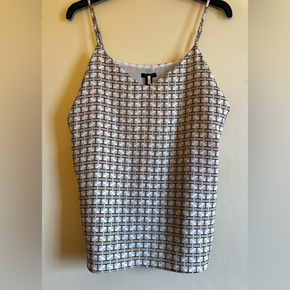 Ann Taylor White and Tan Boxy Sleeveless Blouse